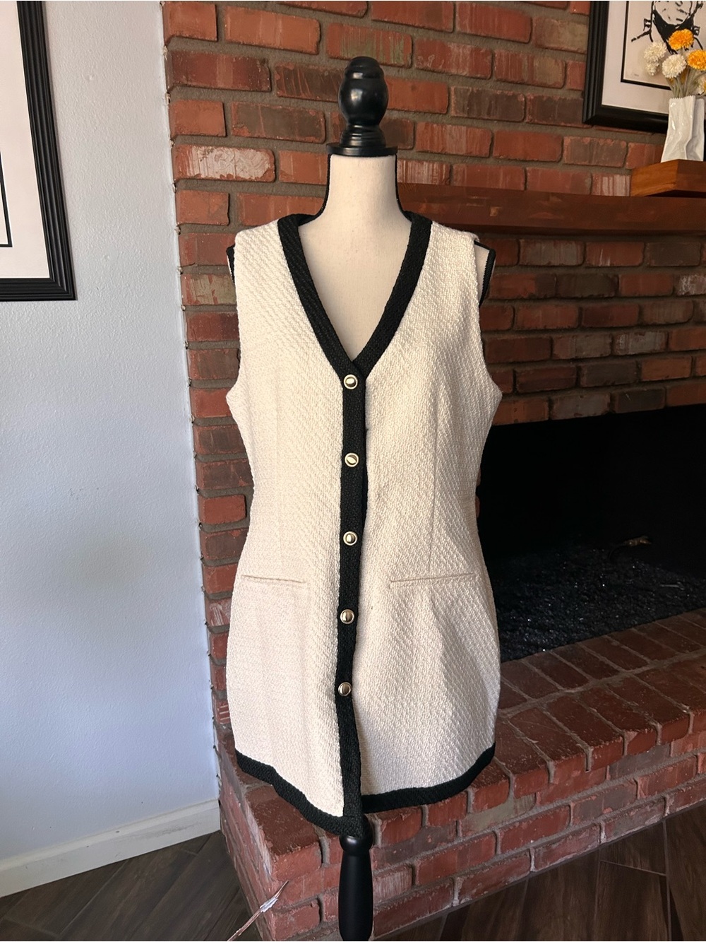 NWT Abercrombie & Fitch Mara Tweed Mini Dress in White Sz L PETITE - Picture 2 of 7